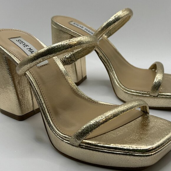 Steve Madden Shoes - New Steve Madden Gold Block Heel Double Strap Platform -Slip On Size 6 MSRP $110